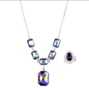 Beautiful Purple Elegant and Silver Necklace & Ring